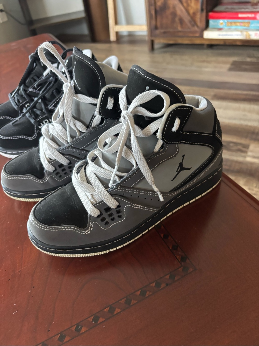Jordan Kids Black and Gray High-Top Sneakers